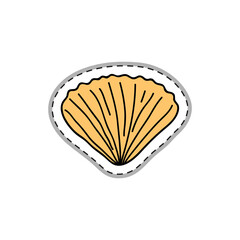 Doodle sticker with seashell.
