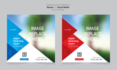Digital business marketing banner for social media post template