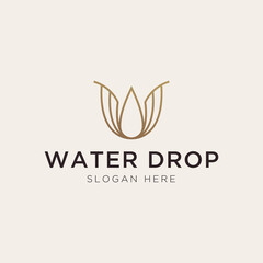 Initial letter U with water drop element logo template