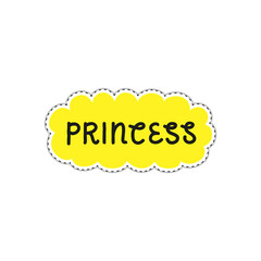 Doodle sticker with text princess.