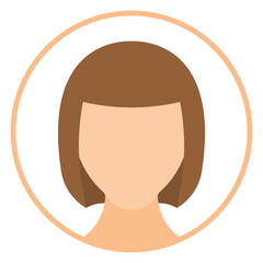 Female faceless avatar flat round icon isolated on white background