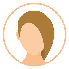 Female faceless avatar flat round icon isolated on white background