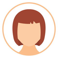 Female faceless avatar flat round icon isolated on white background