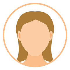Female faceless avatar flat round icon isolated on white background
