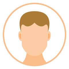 Male faceless avatar flat round icon isolated on white background