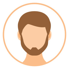 Male faceless avatar flat round icon isolated on white background