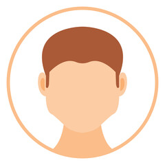 Male faceless avatar flat round icon isolated on white background