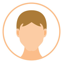 Male faceless avatar flat round icon isolated on white background