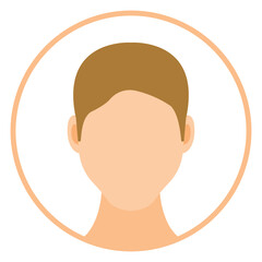 Male faceless avatar flat round icon isolated on white background