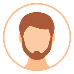 Male faceless avatar flat round icon isolated on white background