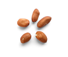 Peanuts on white background. Peanut set. Clipping path. Full depth of field.