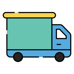 An editable design icon of delivery van