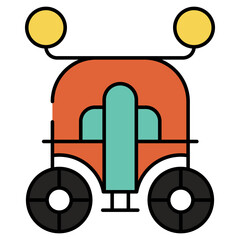 A royal transport icon, flat design of buggy