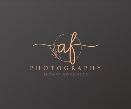 Initial AF feminine logo. Usable for Nature, Salon, Spa, Cosmetic and Beauty Logos. Flat Vector Logo Design Template Element.