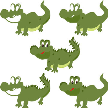 Background with green crocodiles. Textures with repetition of crocodiles. Template for packaging, gift wrapping, seasonal shopping.