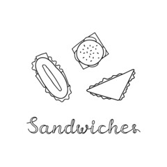 Hand drawn sandwiches with lettering.