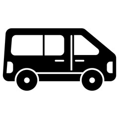 A solid design icon of road transport, minivan vector