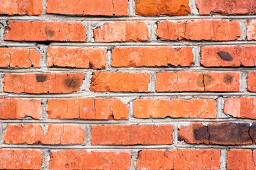 Obraz premium Brick wall with red brick,background,texture,pattern,copy space