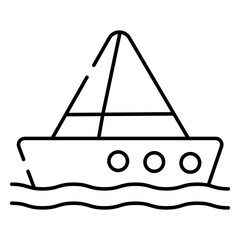 A water transport icon, Line design of ship

