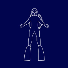 Scuba diving line pop art logo. Colorful sea design with dark background. Abstract vector illustration.