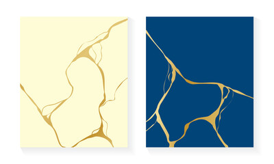 Kintsugi Abstract Broken Cracks Lines Vector Poster Design