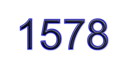 blue 1578 number 3d effect white background