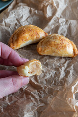 Mini empanadas stuffed with apple compote and cinnamon