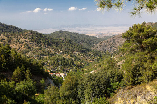 Bewaldete Berglandschaft im Troodos Gebirge auf der Insel Zypern