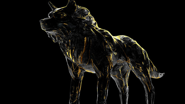 Wolf render on dark background