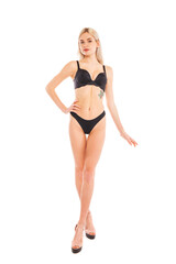 Full body portrait of a young beautiful blonde woman