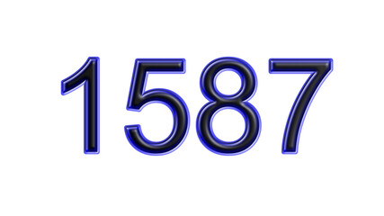 blue 1587 number 3d effect white background