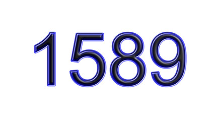 blue 1589 number 3d effect white background