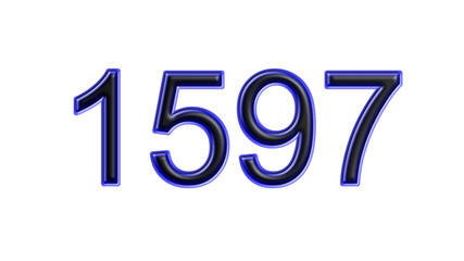 blue 1597 number 3d effect white background