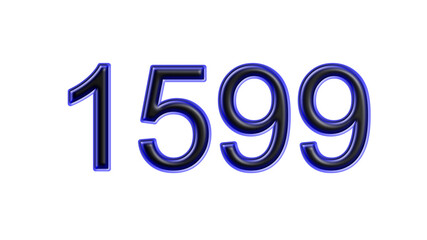 blue 1599 number 3d effect white background