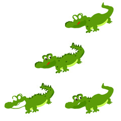 Background with green crocodiles. Textures with repetition of crocodiles. Template for packaging, gift wrapping, seasonal shopping.
