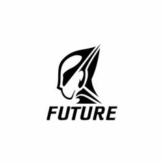 Future people logo design, human head robot logo
