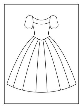 Coloring Book Pages for Kids. Coloring book for children. Dresses. Cute Baby Dresses.