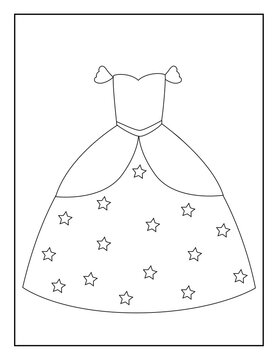 Coloring Book Pages for Kids. Coloring book for children. Dresses. Cute Baby Dresses.