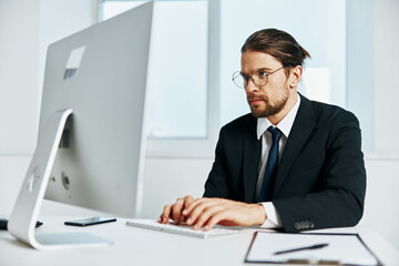 office worker near the desktop office computer Lifestyle