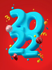 Merry Christmas and Happy New Year web banner. Blue 