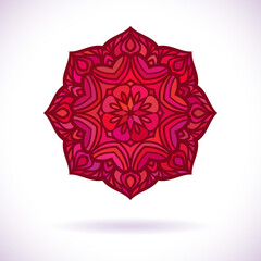 Round red flower pattern, Circular ornament design element, Vector