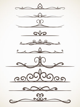 Ornamental calligraphic line page decoration Vector design element set