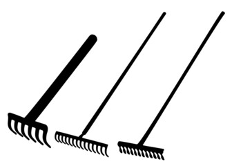 Garden rake set. Vector image.