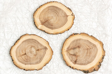 Blank empty round wood sign on white background with christmas blanket, rustic wood sign christmas mockup