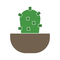 Cactus in pot vector icon