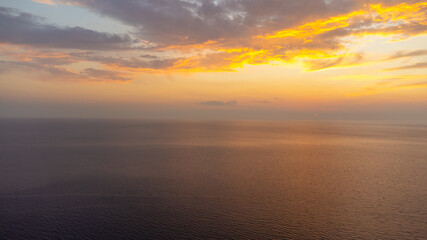 Naklejka na ściany i meble Sunset over the Adriatic sea in Montenegro. Last minutes of sunset.