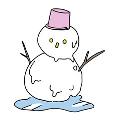 溶け出した雪だるま