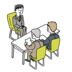 面接を受けている男性