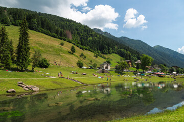 Landscape at Orobie Alps during spring season. Valcanale area.