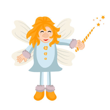 Cute Fairy with magic wand. Vector illustration